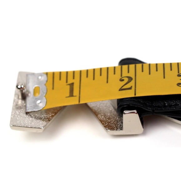 Michael Kors BLACK GENUINE LEATHER 1.25"Wd WOMEN'S LOGO DRESS BELT Sz 38"/L (A14 - Picture 7 of 9